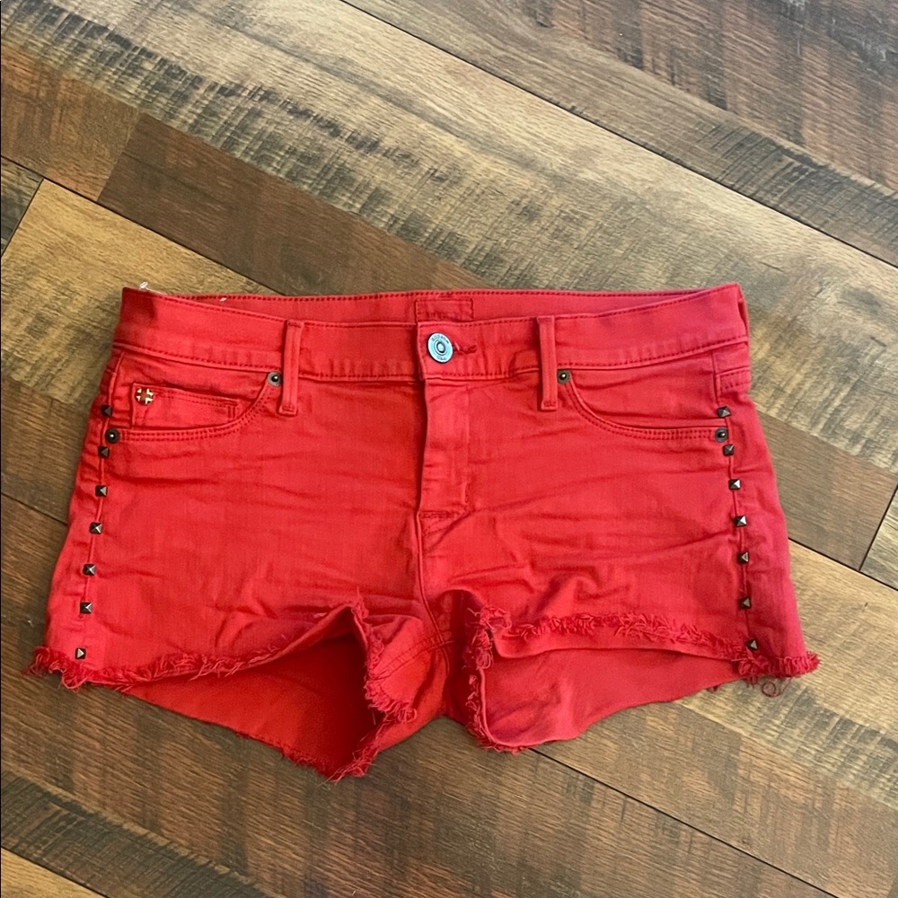 Hudson Jeans Red Studded Jean Shorts